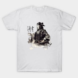 Samurai warrior watercolor black white T-Shirt